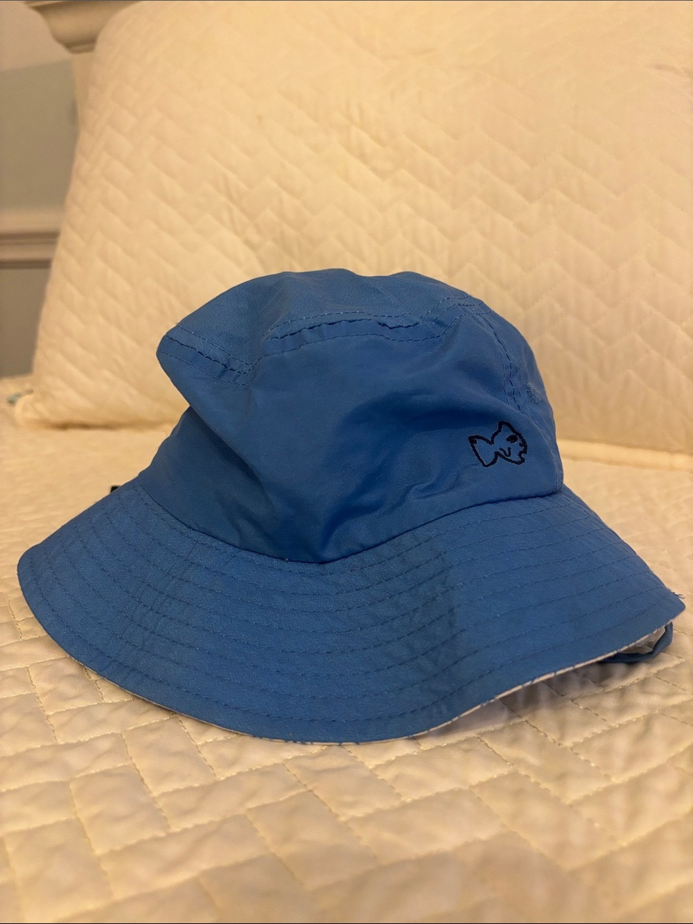 Kids Blue Bucket Hat with Fish Logo